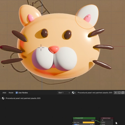 A behind the scenes video of the making of a sheet of colorful stickers with cat-themed designs using Blender.