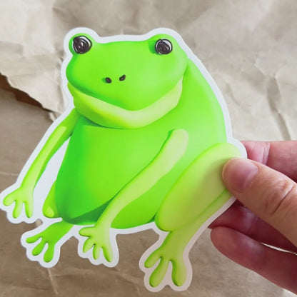 🐸 Large Frog Sticker - 3D Effect Vinyl Decal